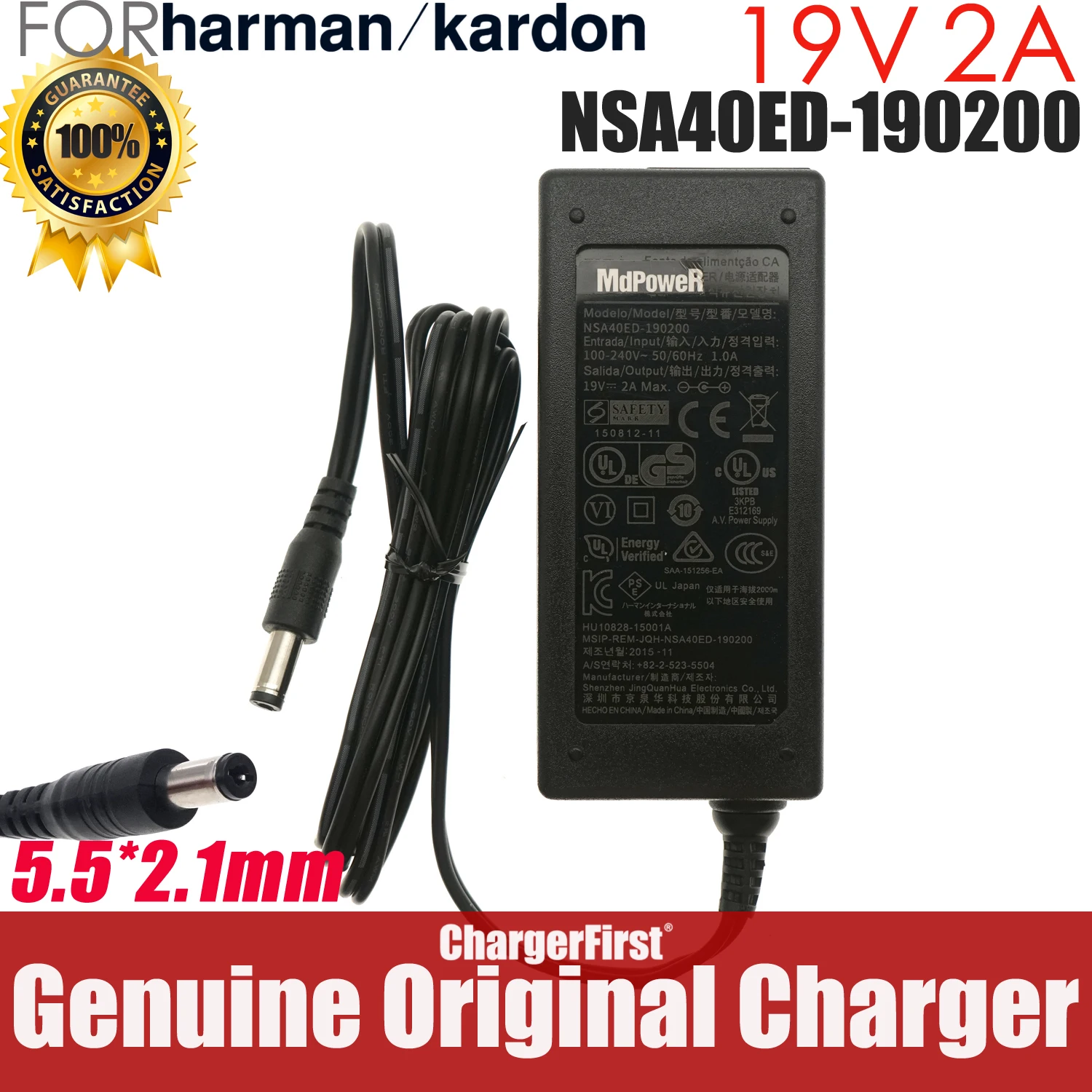 Genuine NSA40ED-190200 AU38AA-00 19V 2A AC Adapter Charger For Harman Kardon Onyx Studio 1 2 3 4 5 6 Bluetooth Portable Speaker