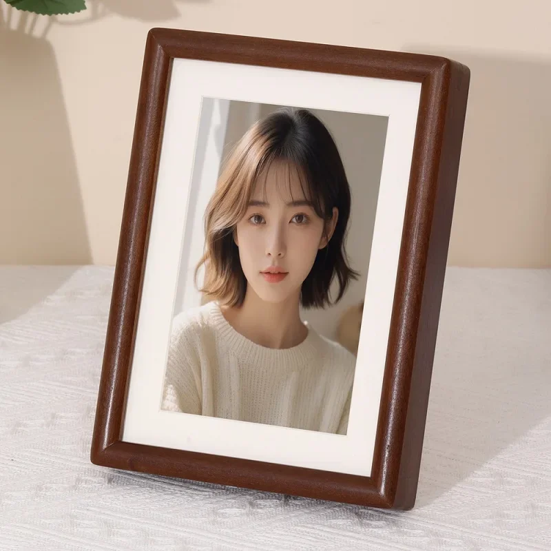 Walnut Solid Wood Picture Frame Family Tabletop Decor with Rounded Corners High-Quality Photo Frame Home Decoration Home Decor