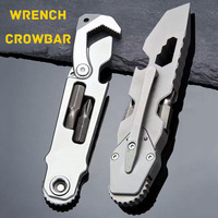 420 Stainless Steel Crowbar Multi-functional Adjustable Wrench Screwdriver Pocket Tool Hanger Pry Bar Bottle Opener EDC Tool