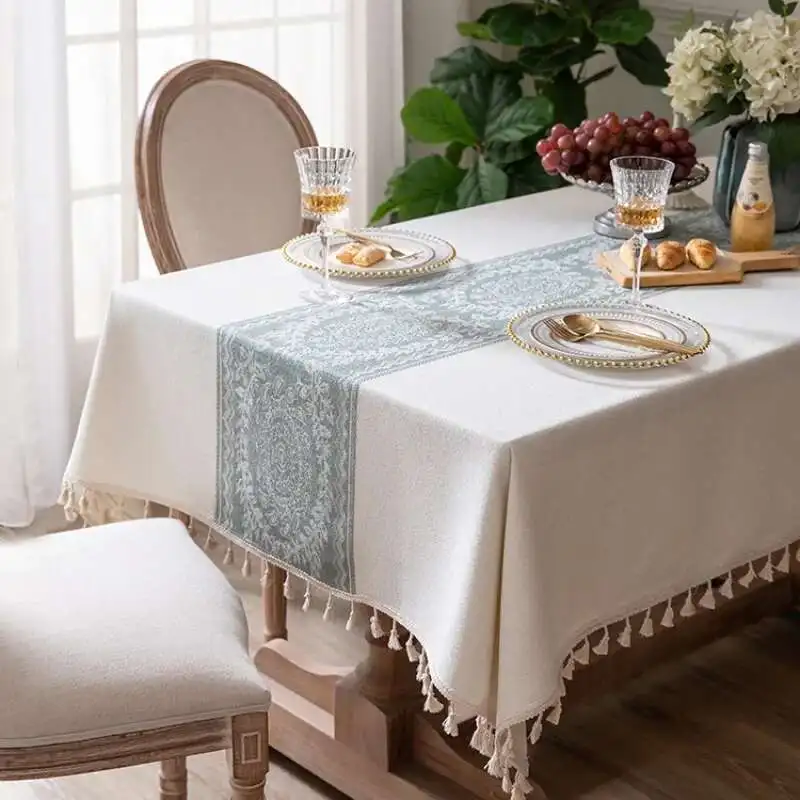 Nordic Fresh Fabric Tablecloth Simple Modern High-end Light Luxury Rectangular Dining Table Cloth Coffee Table Cloth and