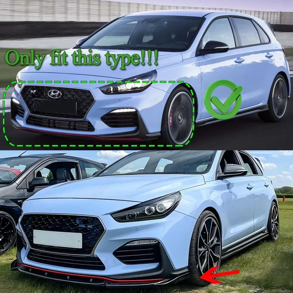 For Hyundai I30N MK3 2017-2019 MK3.5 2020-2023 Car Front Bumper Lip Splitter Diffuser Spoiler Guard Protector Body Kits Tuning