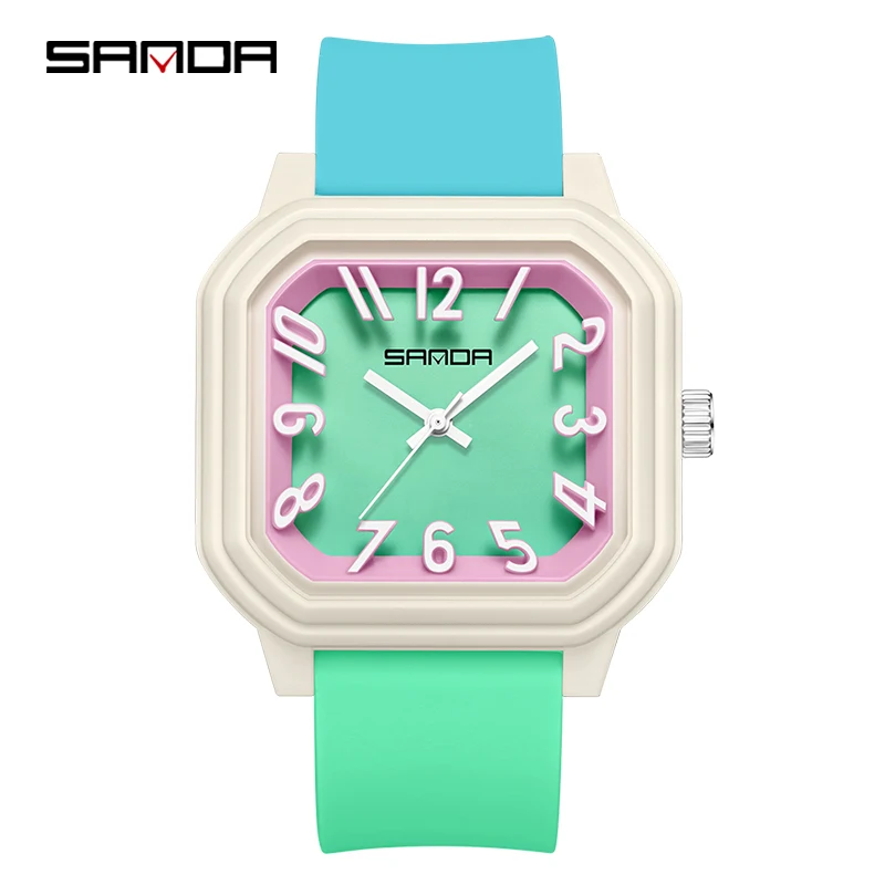 SANDA 9084 Fashion Students Quartz Watch Simple Waterproof Silicone Strap Casual Sports Boys Girls Watches reloj niño