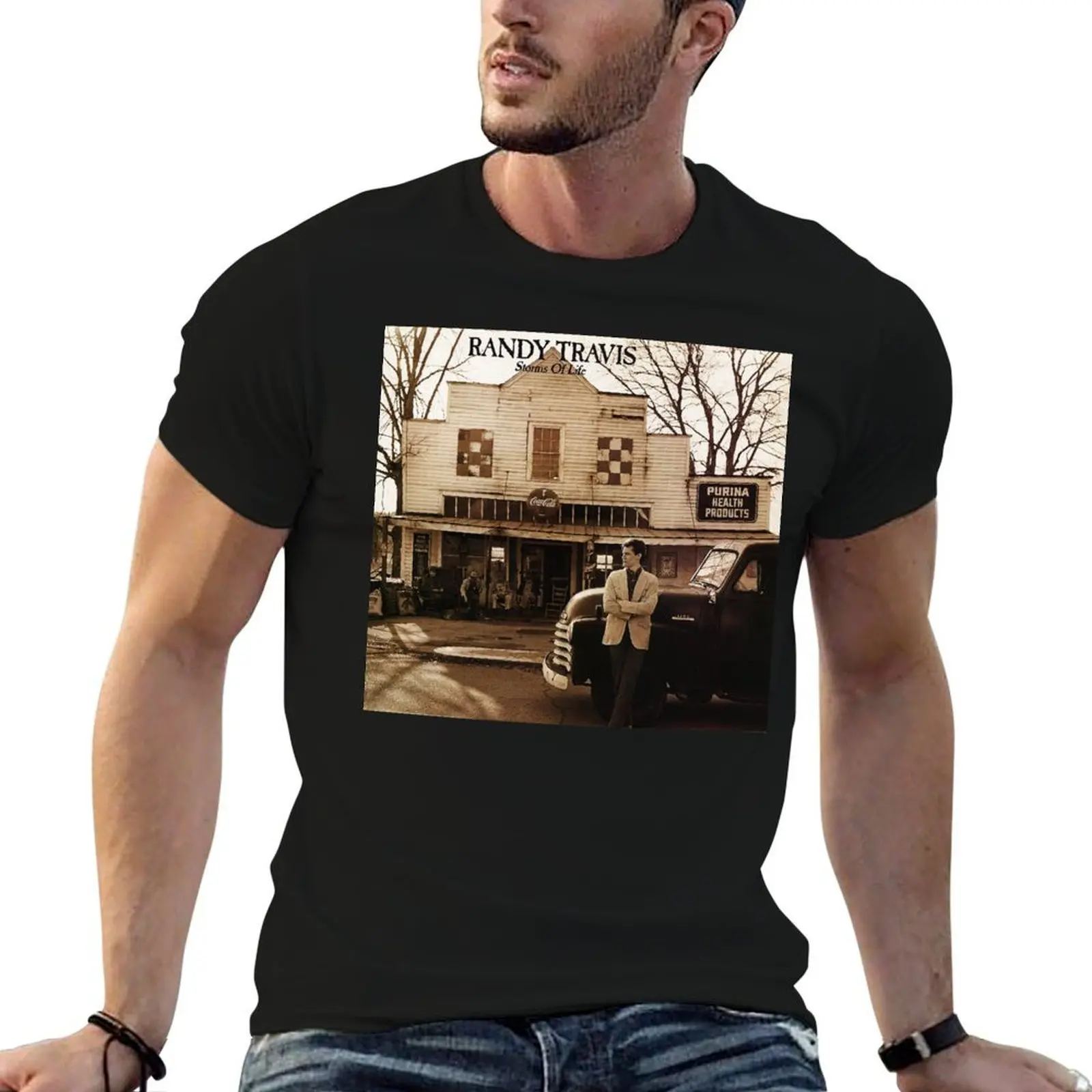 Storms Of Life Randy Travis T-Shirt Luxury cotton man t-shirts Short sleeve tee men