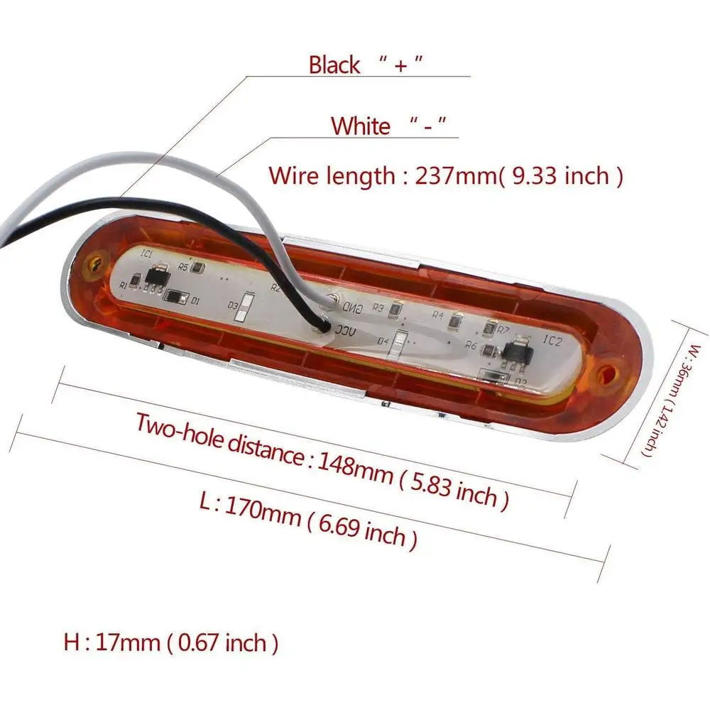 2pcs 9 LED Side Marker Light 10-30V Waterproof Amber Red White Clearance Lamp for Truck Trailer RV Pickup Lorry Warning Signal - view 6