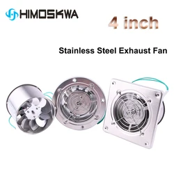 4 Inch Pipe Stainless Steel Exhaust Fan Window Duct Air Ventilation Blower Toilet Kitchen Ventilator Booster Extractor 100mm