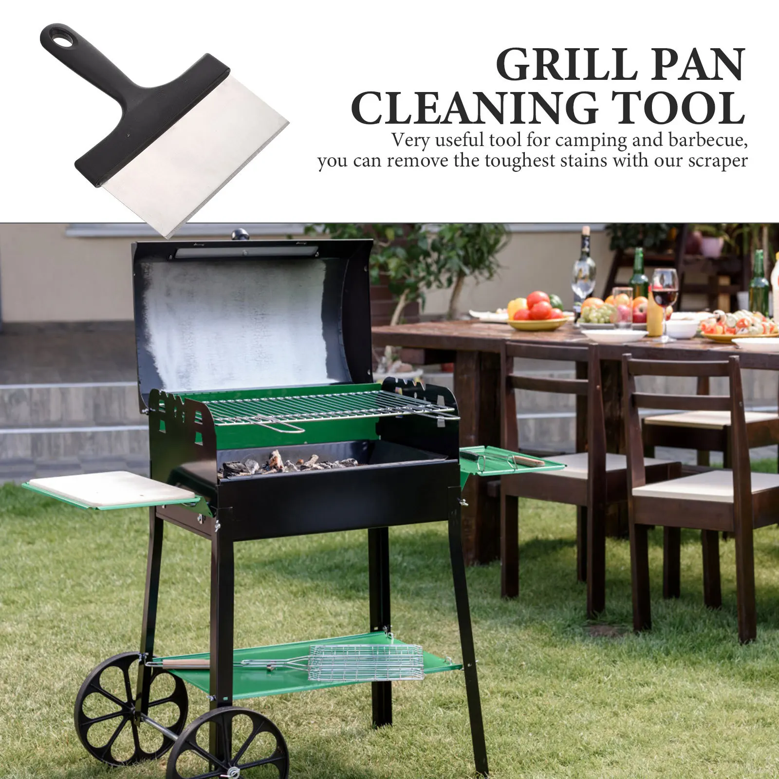 

2Pcs Bbq Grill Scraper Premium Stainless Steel Barbecue Cleaning Tool Long Handle for Grill Pan Cleaner Kitchen Gadgets