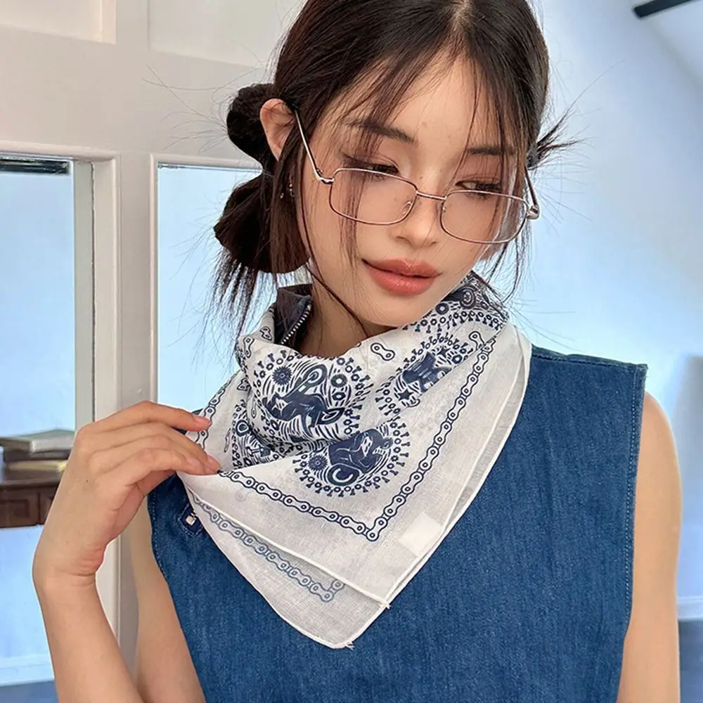 

Fashion 58x58cm Hair Scarf Breathable Soft Headband All-match Vintage Silk Scarf