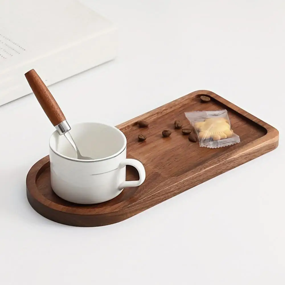 Breakfast Tray with Handles Wooden Cashew Nut Serving Tray Artistic Tea Service Snack Plate Brown Weaving Mate Coffee Breakfast