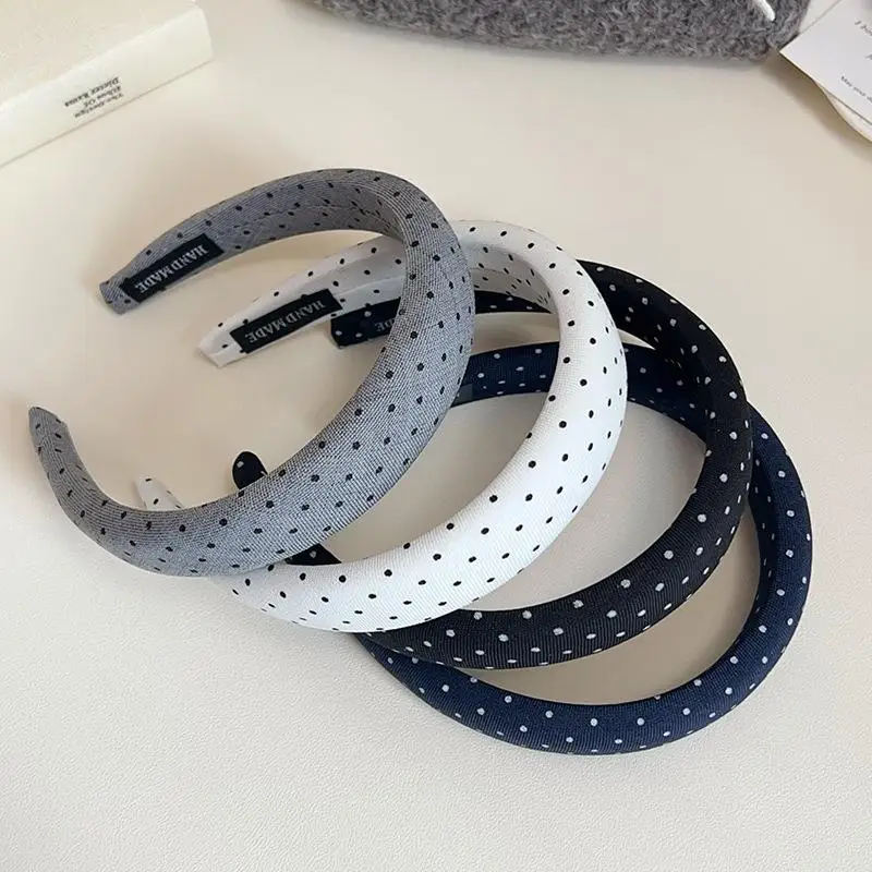 Modische, gepolsterte, dicke Stirnbänder mit mehrfarbigem Polka-Dot-Design für Frauen – Detail 6