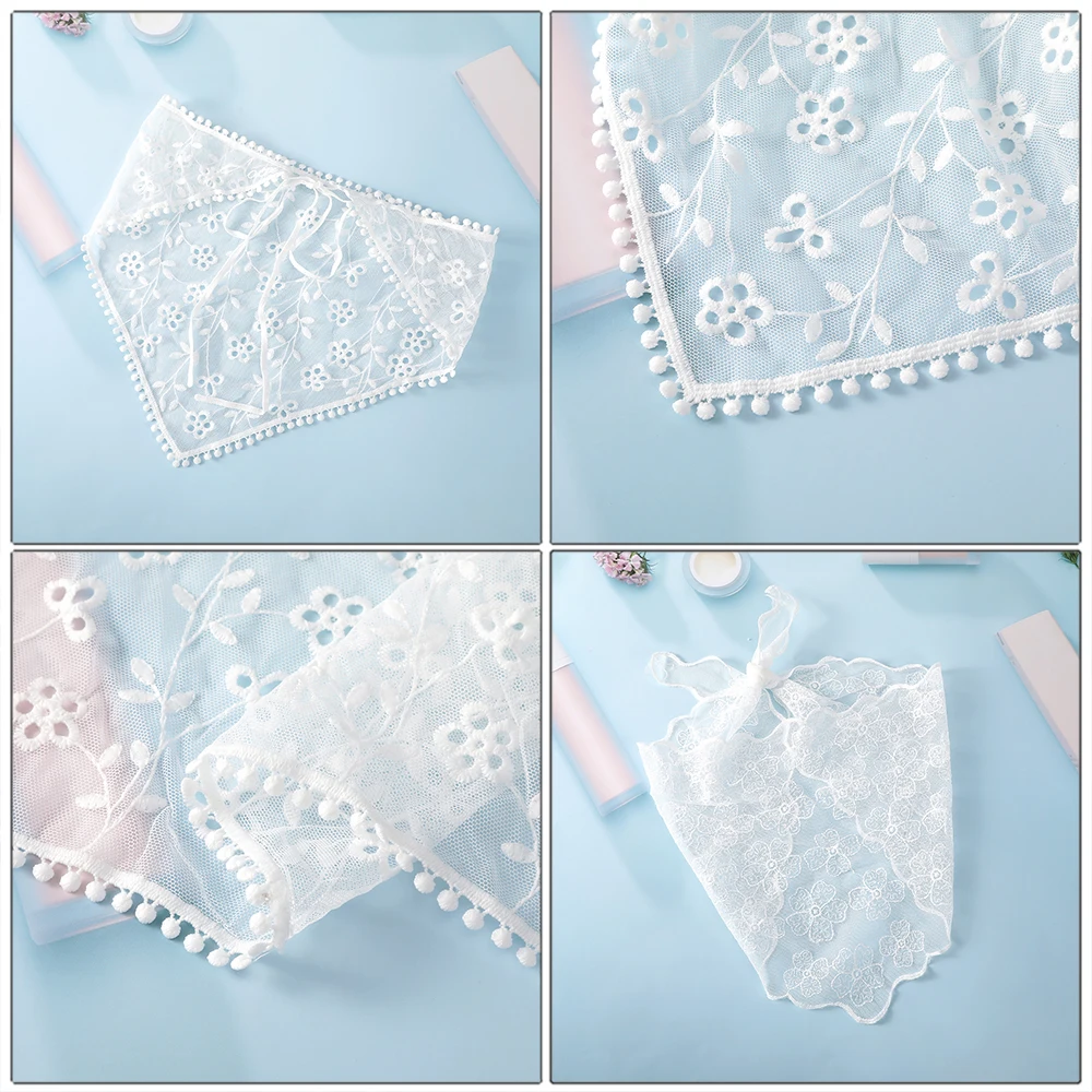 Haimeikang Flower Lace Triangle Scarf Hair Band White Fashion Bandana Turban Headband For Women Headwarp Hair Accessories