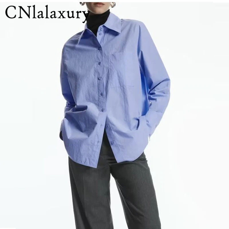 CNlalaxury Women\'s Shirt 2023 New Spring Summer Fashion Oversize Cotton Casual Blouses Loose Streetwear Shirts Female Tops