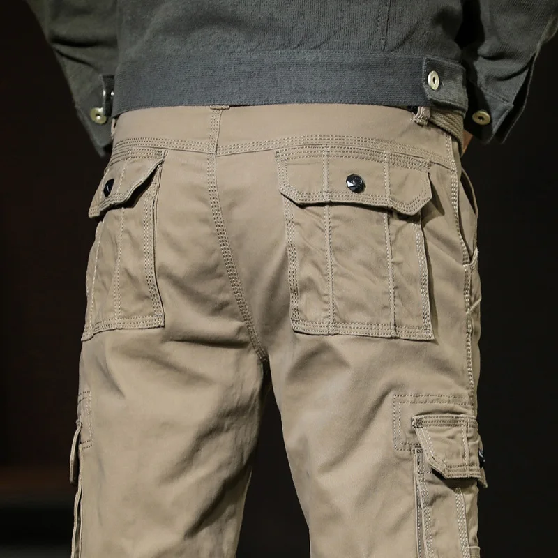 Pantalon de travail respirant pour hommes, coupe couvertes, couleur unie, jambe droite, décontracté, version coréenne, automne et hiver