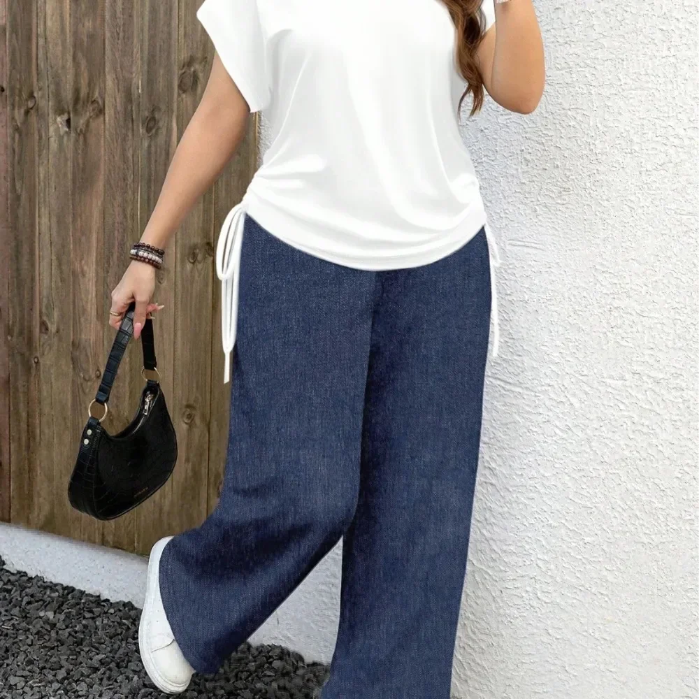 Women 2Pcs Loungewear Set Short Sleeve Top Long Pants Soft Casual Pajamas Wearable Outside Spring Summer Breathable Flattering