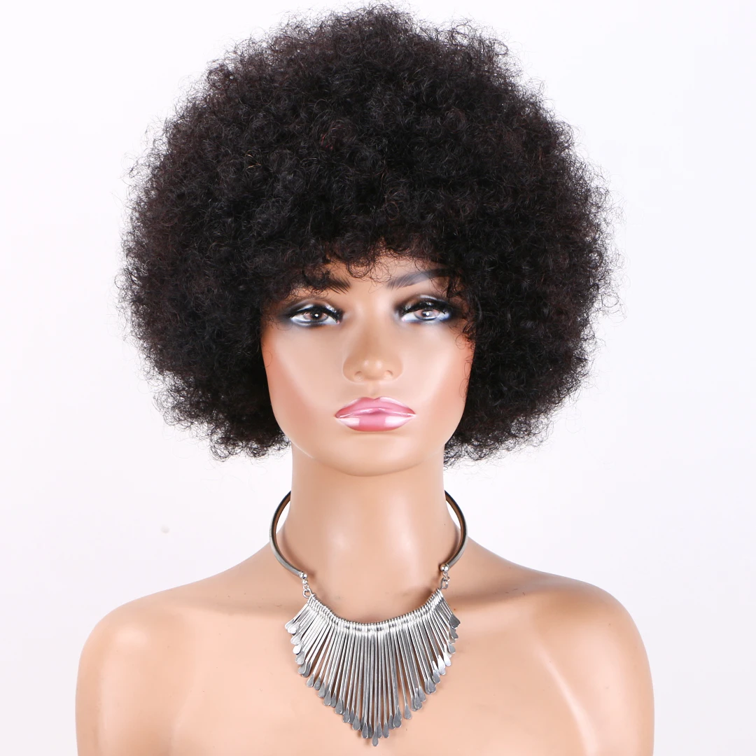 

Короткий парик-боб с афро-кудрами, пышный, на полной сетке, из густых бразильских человеческих волос, для косплея и повседневного использования, естественный вид, для женщин