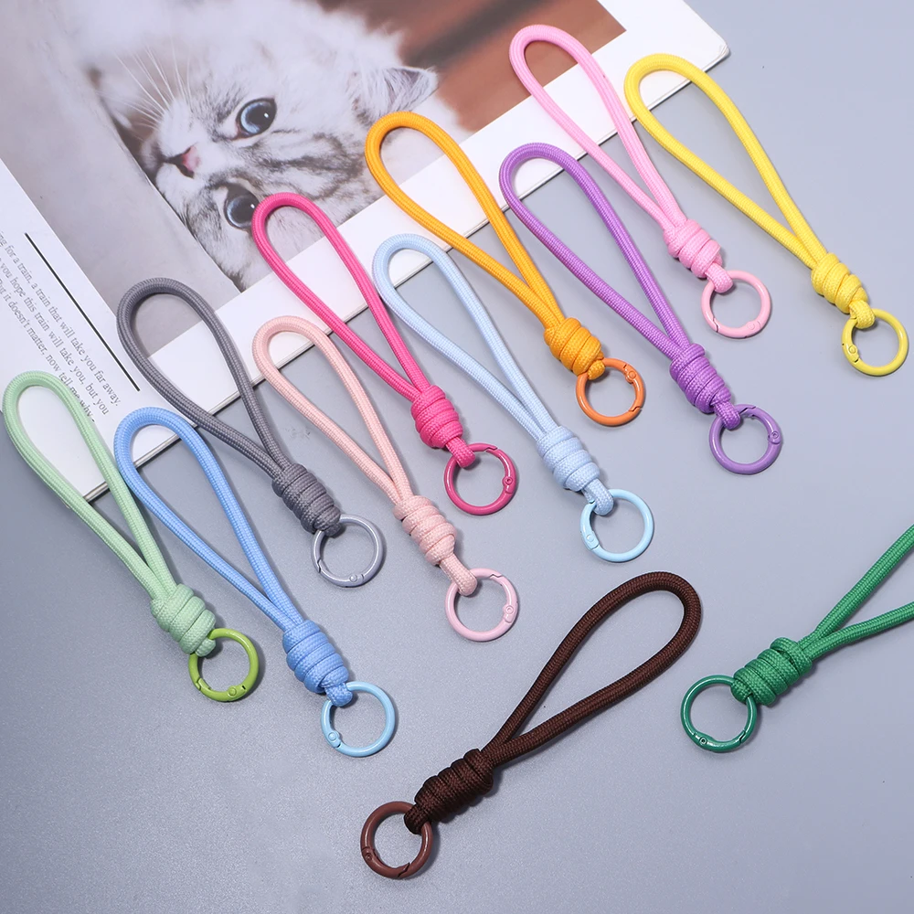 5 Stück/Set Bunte Geflochtene Schlüsselbänder Anti-Verlust-Knotenseil für Handyhüllen, Damen-Autoschlüsselanhänger, DIY-Zubehör, Schlüsselring – Detail 5