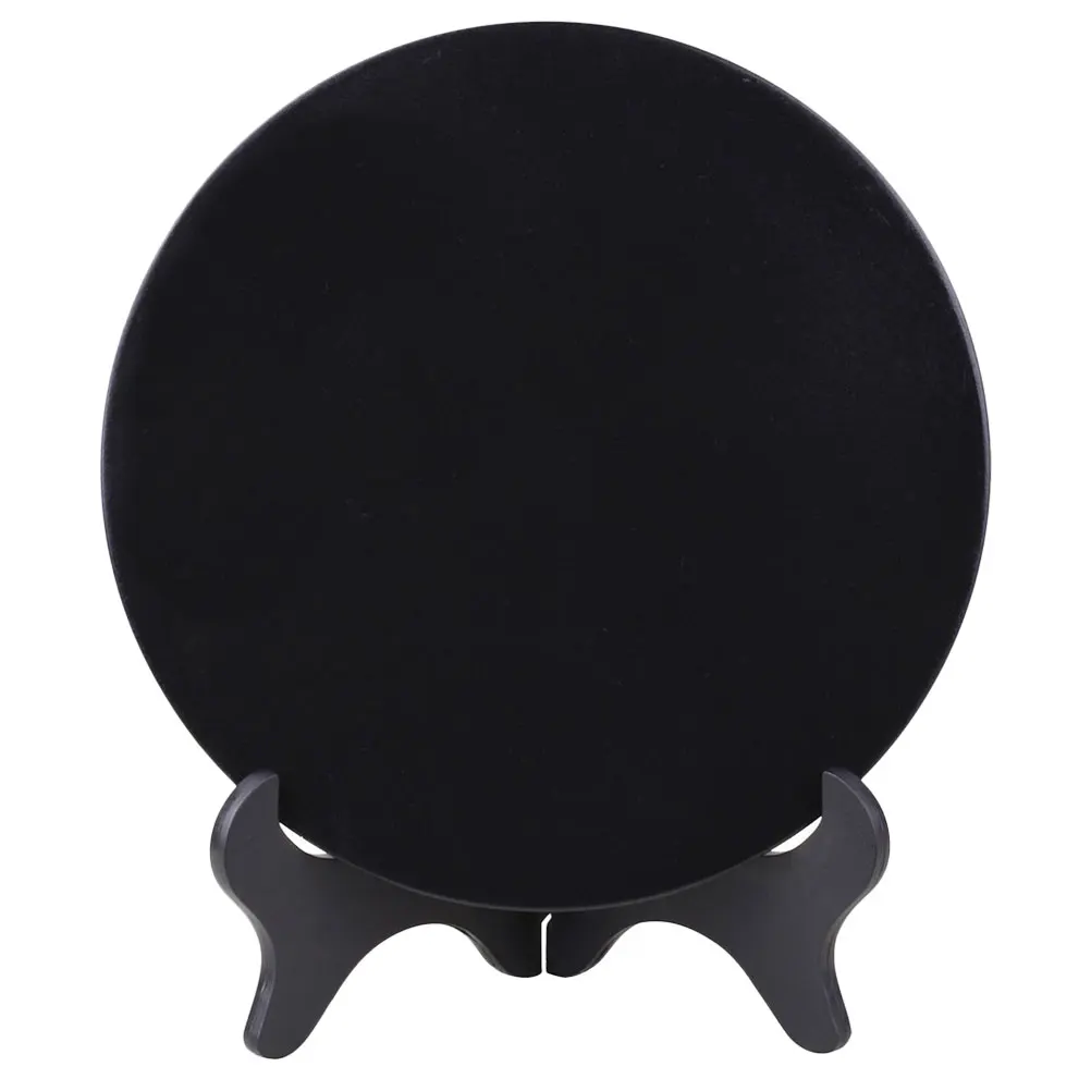 

1 set Obsidian Scrying Mirror Black Circle Disc With Stand For Home Office Table Decor Centerpiece Stone Art Craft Decoration