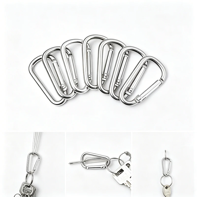 10/20/30Pcs Spring Snap D-Ring Carabiner Lock Ring Hook Durable Quick Link Clip Multifunctional Accessory for Keys Tent Parts image 2
