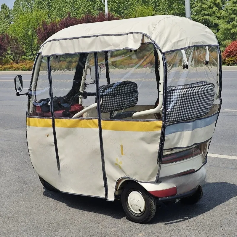 Electric tricycle rain curtain canopy, table bell integrated leisure carport thickened, weatherproof and warm canopy