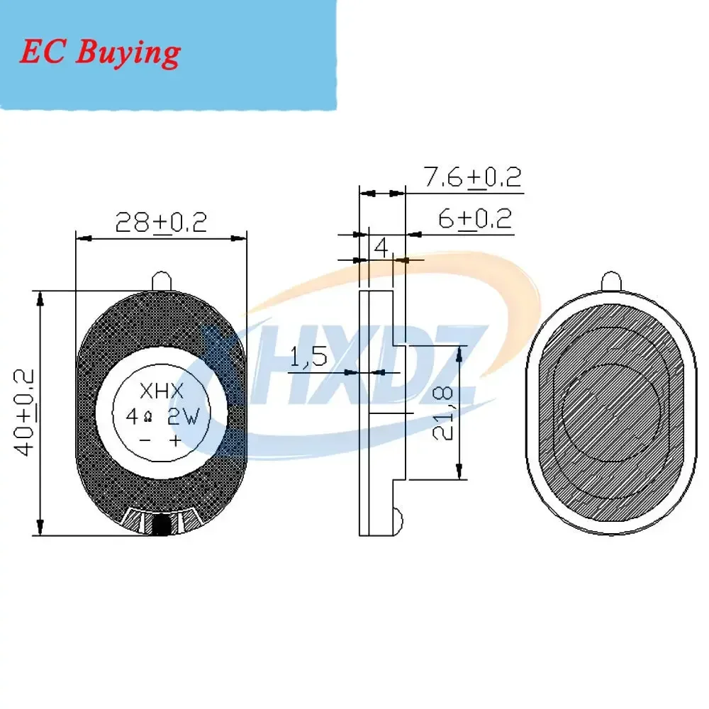 2 قطعة 4028 غشاء مركب بلاستيكي 4 أوم 2 واط المتكلم 40 مللي متر 8 أوم 2 واط المتكلم رقيقة جدا القرن مكونات صوتية