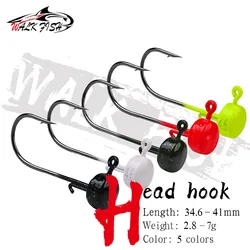WALK FISH 5Pcs 2.8g 3.5g 4.6g 7g Ned Rig Jig Head Mushroom Fishing Jig Hooks Sharp Barbed Hook for Bass Trout Fishing Tackle