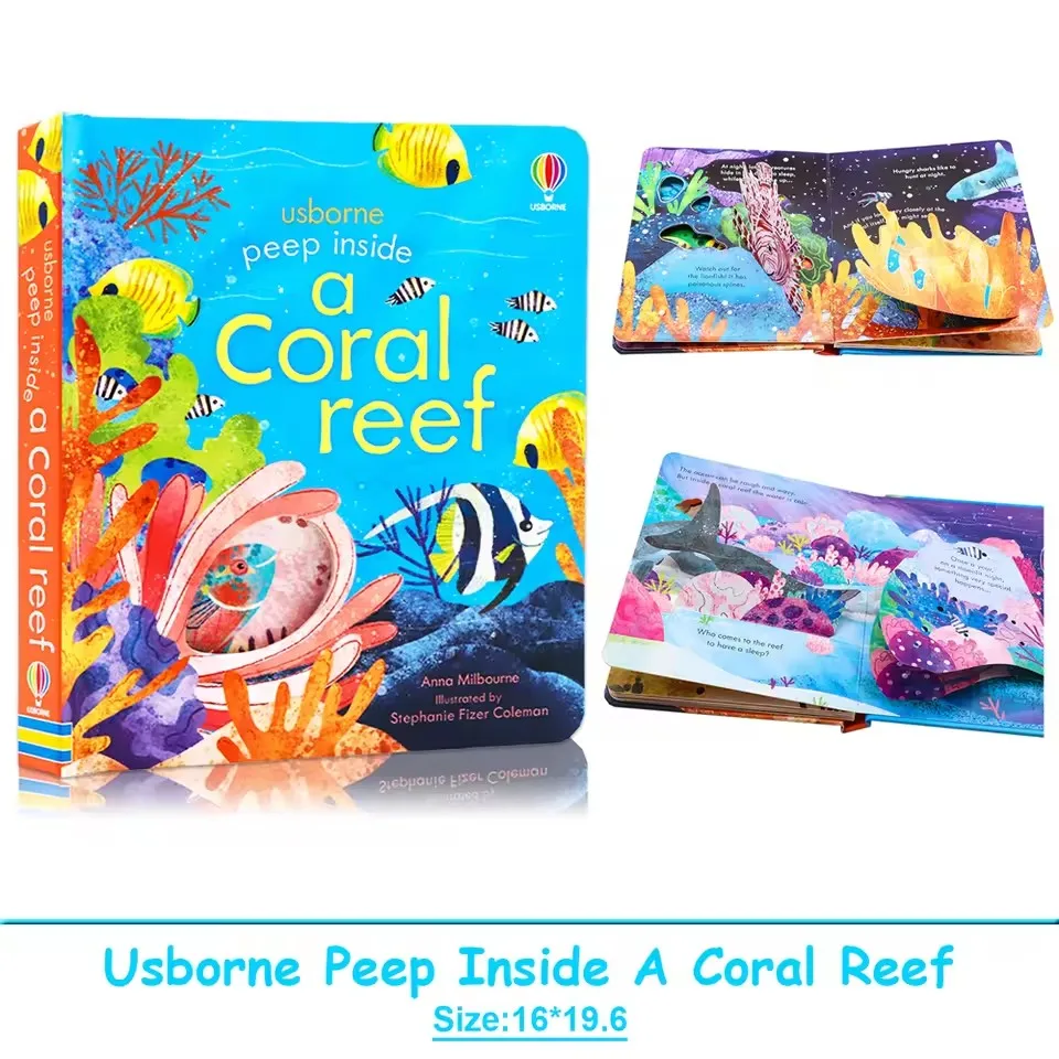 Coral Reef 3D Flap Picture Book, Usborne Peep Inside Educational English Kids Science Popularization Early Reading Book