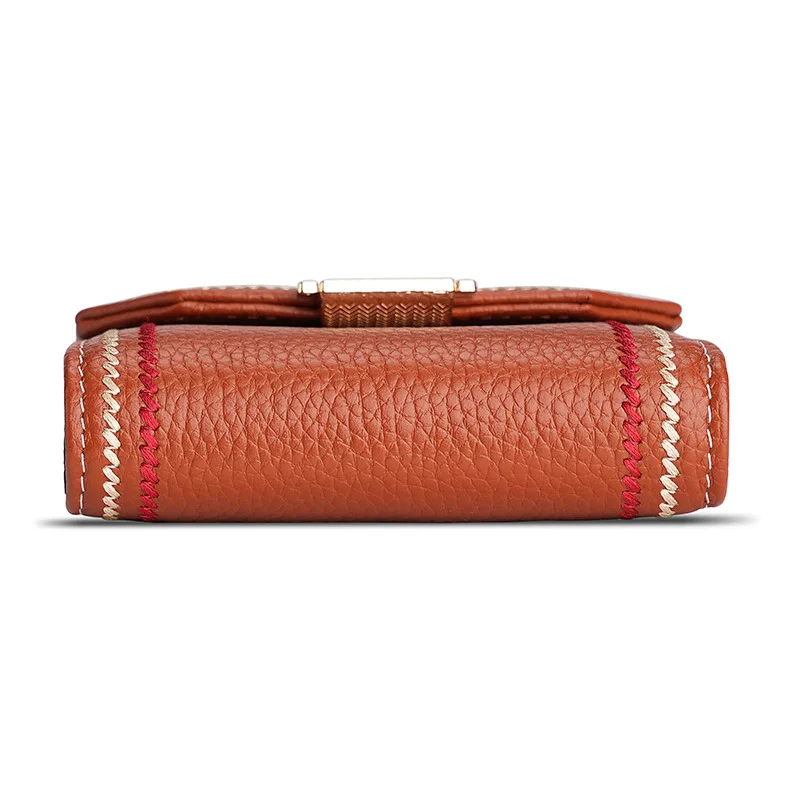 Genuine Leather Card Holder women top grain cowhide multi-slot credit card case slim wallet RFID blocking