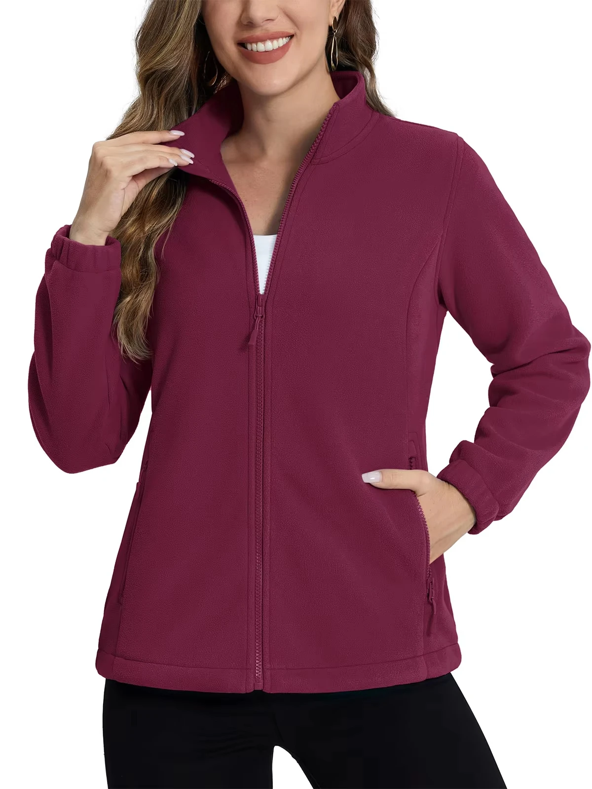 Women's Full Zipper Fleece Hiking Thermal Jackets Outdoor Sports Climbing Trekking Camping Windbreaker Female Warm Coats
