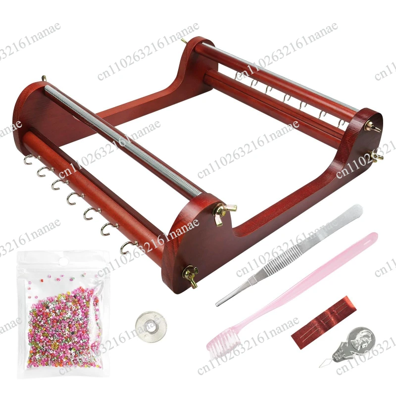Large wooden  loom bead frame rice  beading artifact braiding DIY