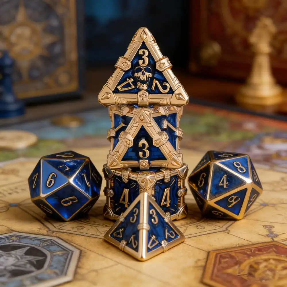 Skull D&D Dice Metal Cube 7PCS Skull Dice set Ghosts Dices Metal DND Dice Set for Dungeons & Dragons DND RPG Game Dice set