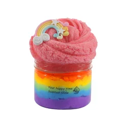 New 70ml/300ml Rainbow Slime Mud Kit for Kid Cotton Mud Thousand Silk Slime Colored Fluffy  Children's Playdough DIY Toys