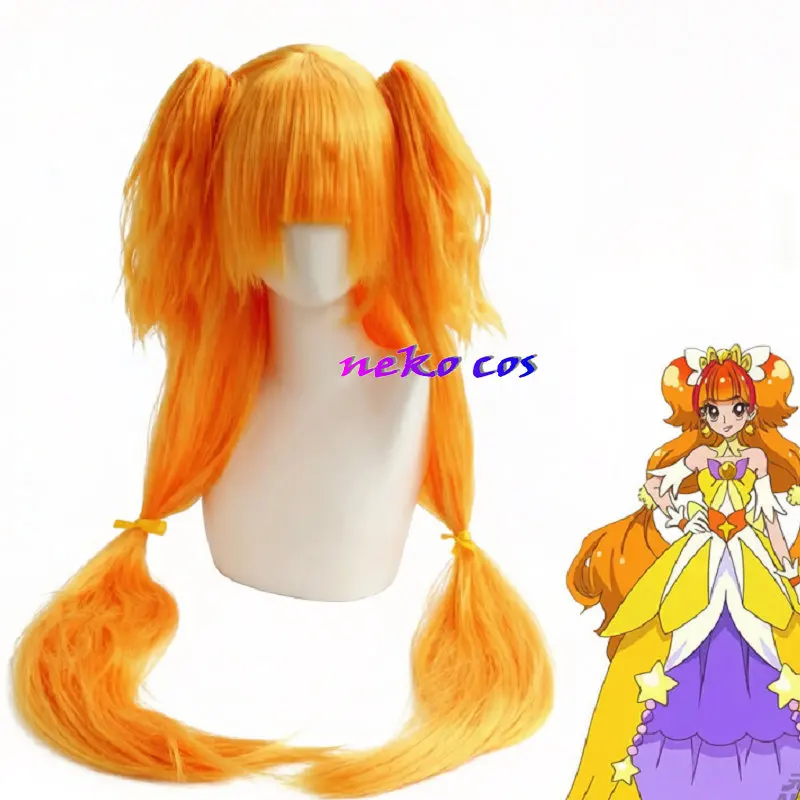 

Элегантный длинный желтый парик Nekocos Go!Princess PreCure Cure Twinkle Kirara Mode для косплея