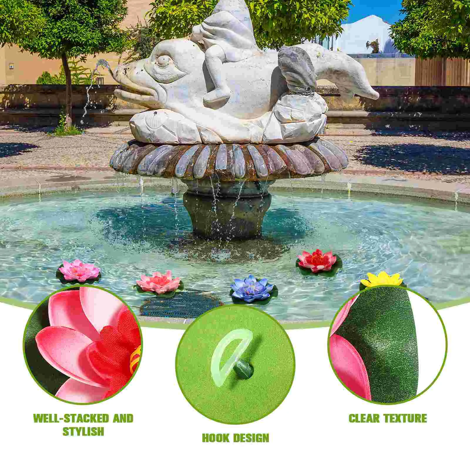 5Pcs Artificial Floating Water Lily EVA Lotus Flower Pond Decor 10cm (Red/Yellow/Blue/Pink/Light Pink)