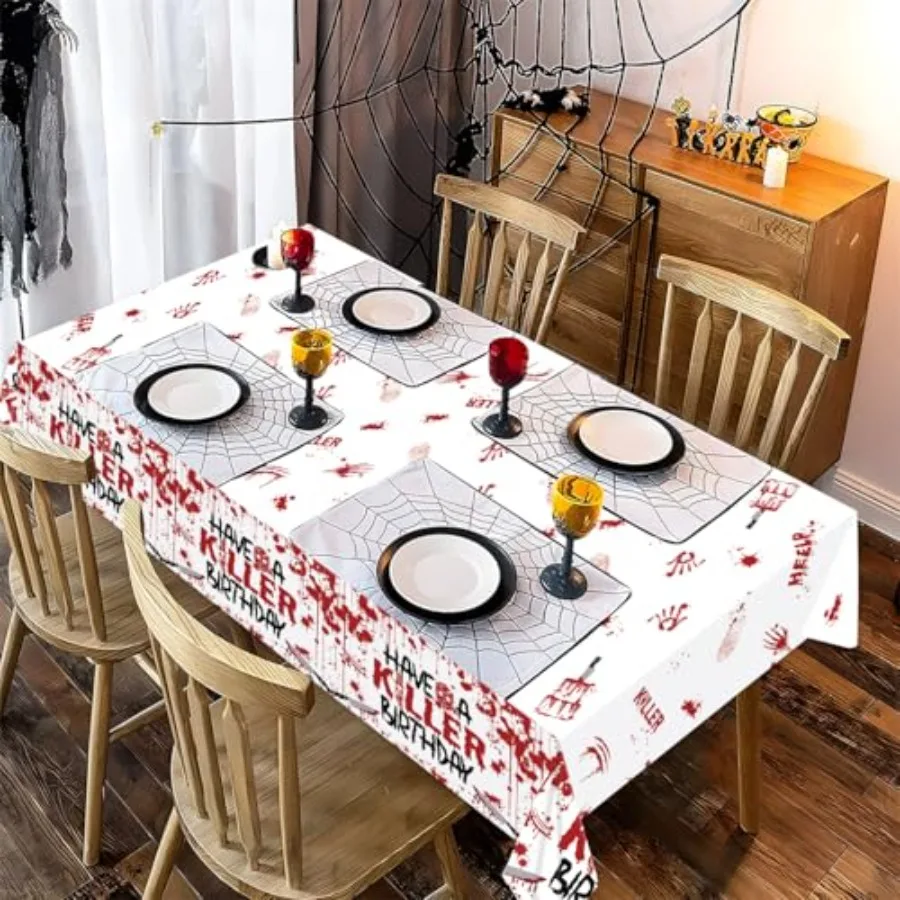 3 قطعة زينة حفلة عيد الهالوين عيد ميلاد مفارش المائدة لديها غطاء طاولة قاتل مستطيل من البلاستيك مخيف Bl
