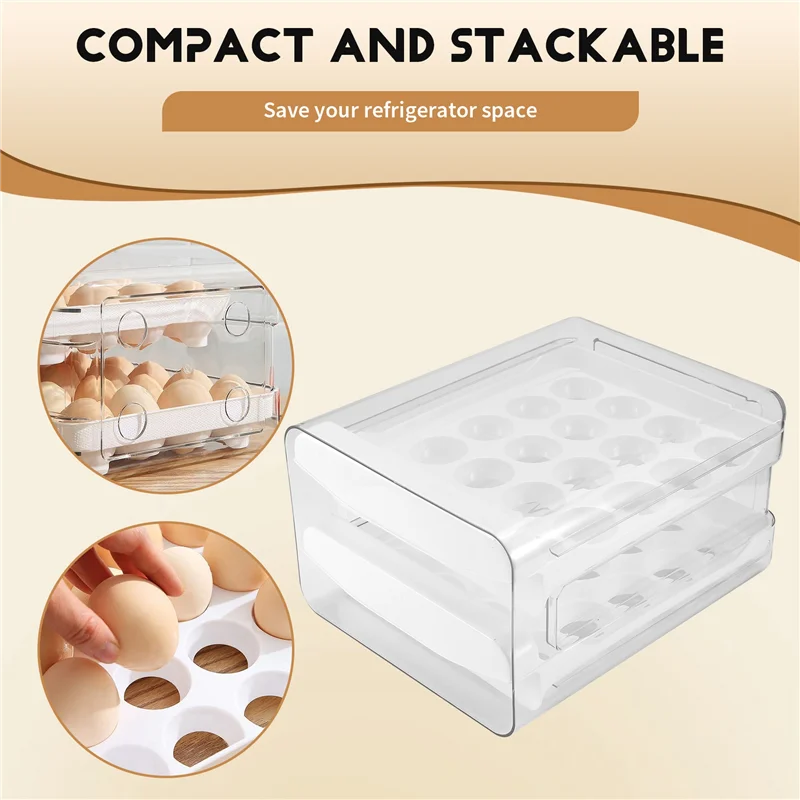 AY03-Contenitore per uova per frigorifero, portauova a 40 griglie/2 strati per frigorifero, cassetto per uova per frigorifero, scatola per uova fresche