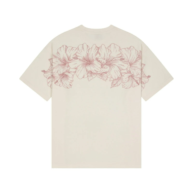 Y2K Flower Embroidery T Shirt Unisex Loose Fit Crew Neck Heavyweight Pure Cotton Short Sleeve Tee Back Embroidery Summer Top