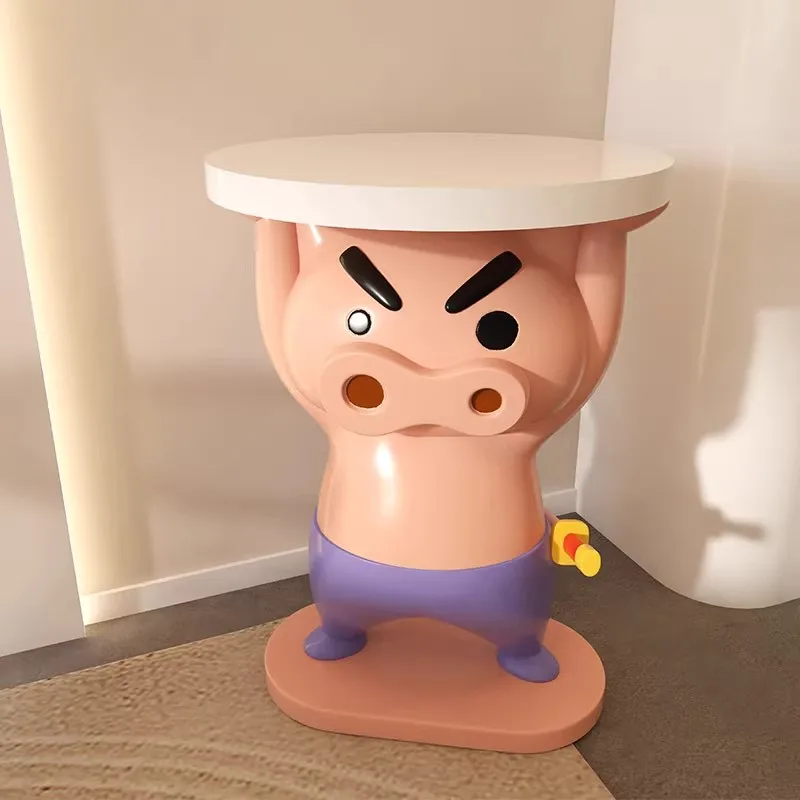 40cm Cartoon Crayon Shin-Chan Left Guard Side Table Movable Creative Nightstand Resin Ornament Living Room Bedroom Home Decor