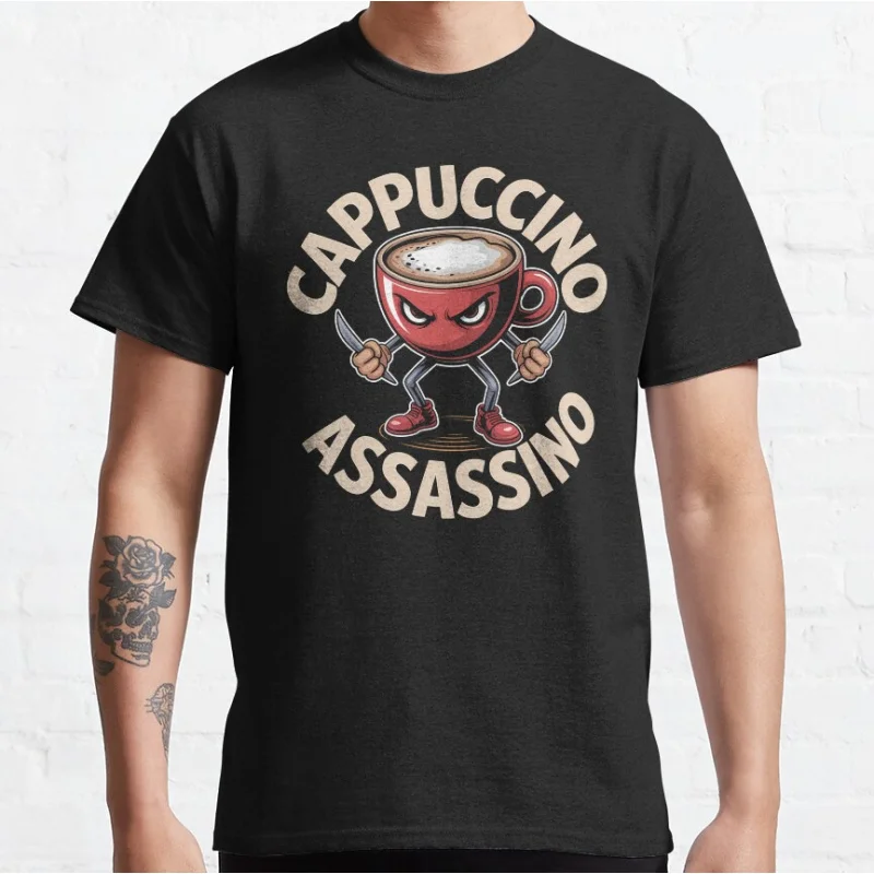 

Cappuccino Assassino - A funny gift for anyone who loves coffee Italian Brainrot Funny Meme T-shirt large size Adult Tops S-6XL