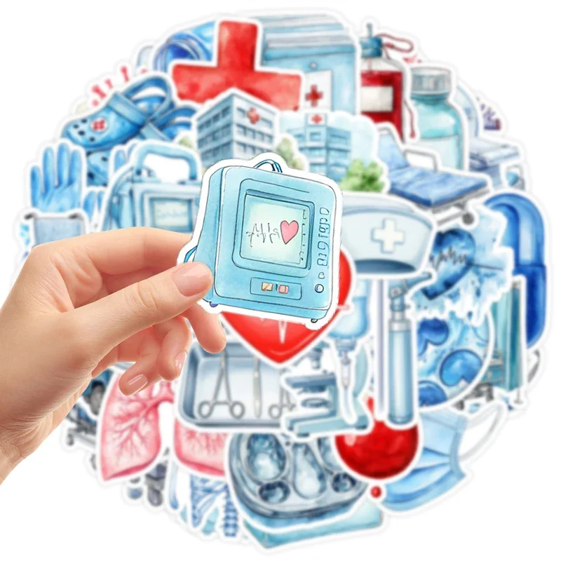 50Pcs Cartoon Medical Stickers, Funny Cute Organs Doctor Nurse Aesthetic Waterproof Vinyl Decals for Laptop Water Bottle ﻿