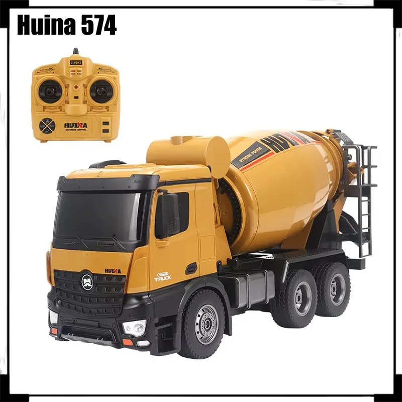 Huina 574 Rc Car Engineering Truck Concrete Mixing Mud Tank Truck Simulation Remote Control Engineering Vehicle Model Toy Gift