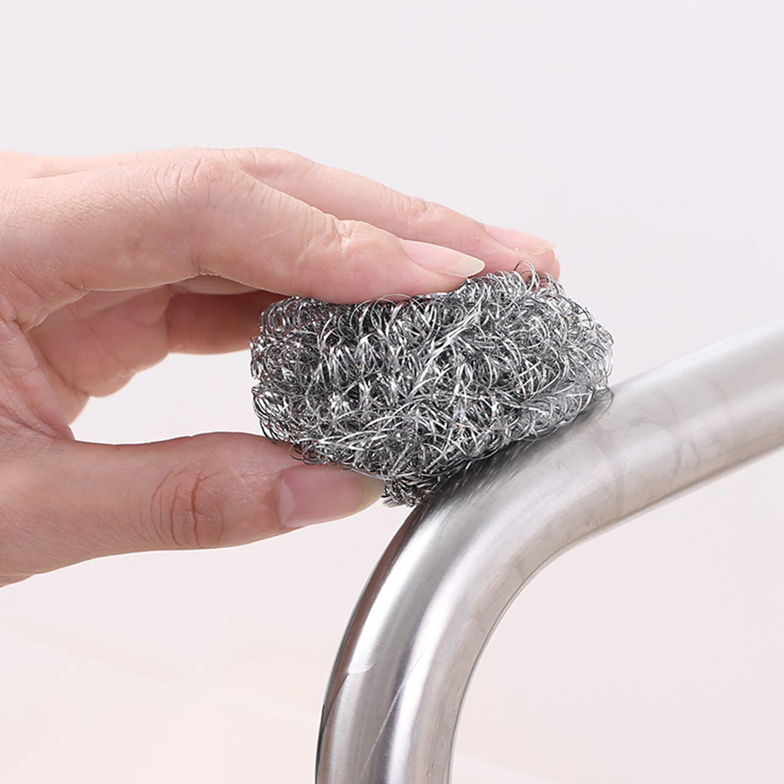 6pcs Stainless Steel Scrubber Dish Scrubbers Cleaning Ball Utensil Scrubber Scouring Pads Ball for Household Kitchen Restaurants