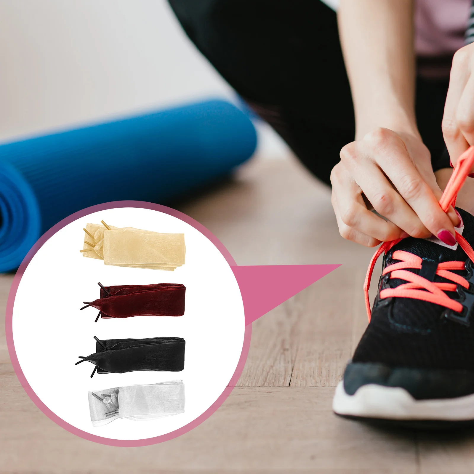 

4Pairs Creative Shoelaces Strong Wear Resistant for Sports Shoes Bright Design Women Fashionable Shoe Laces Accessory