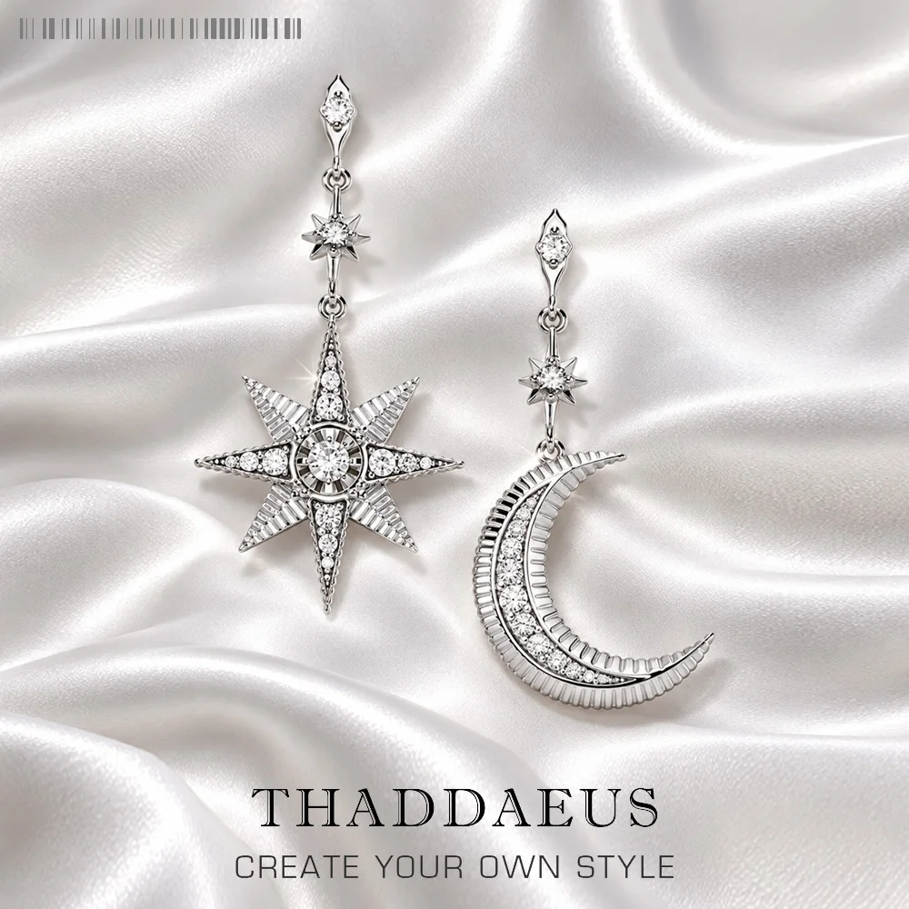 Magical Star & Moon Drop Earrings,Europe Fashion Jewelry For Women,Summer New Sterling Silver 925 Vintage Gift