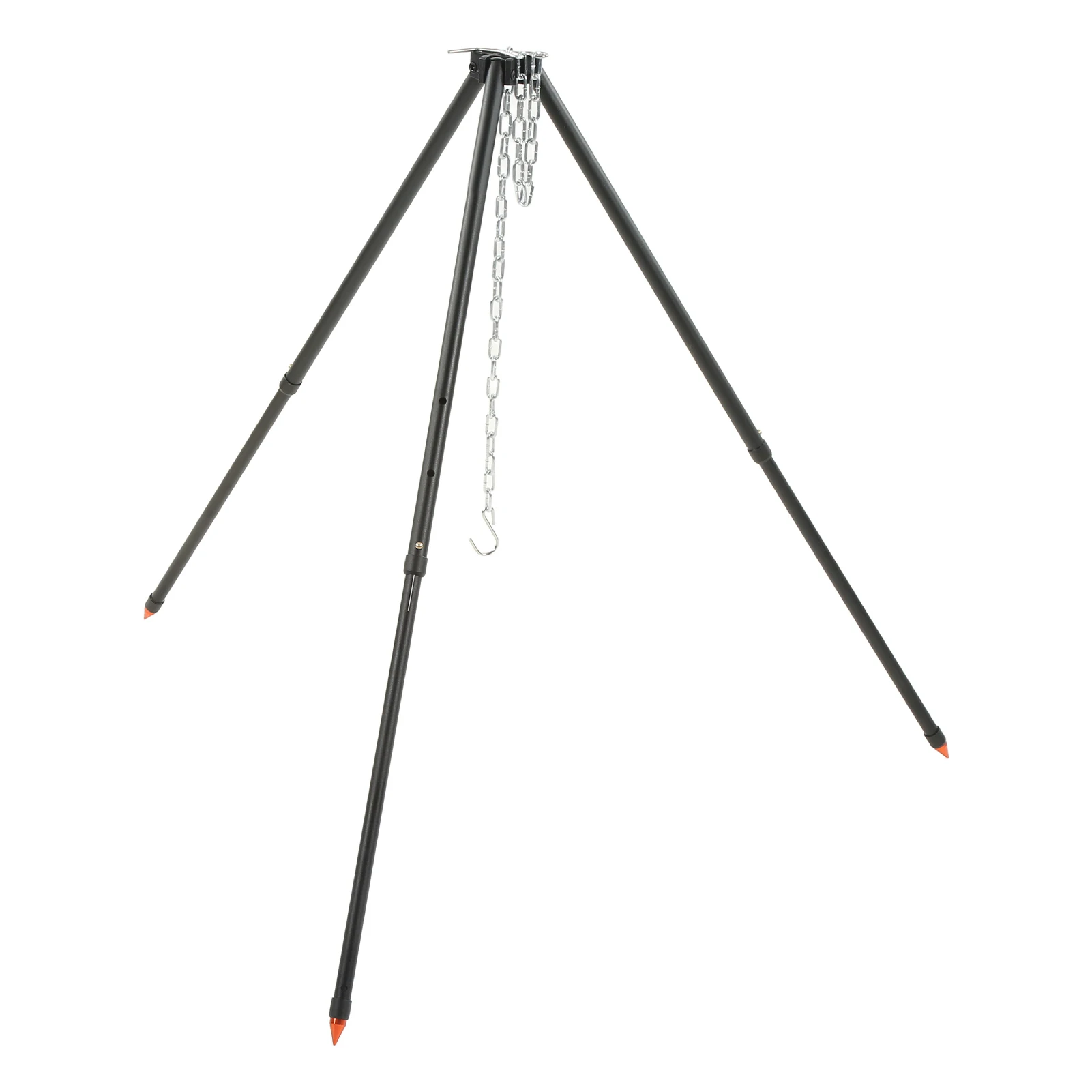 Camping Tripod Regulable Height Protective Foot Cover Plug in Design Fire Cooking Tripod for Outdoor Travel Cooking Tripod Stand