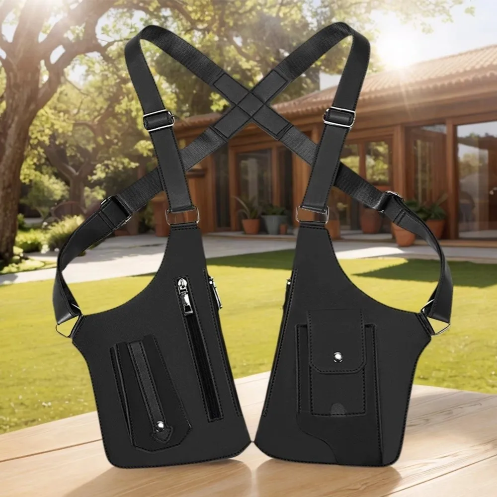 

Vintage Double Shoulder Armpit Bag Adjustable Strap Steampunk Underarm Strap Wallet Pocket Gothic Portable Shoulder Harness Bag