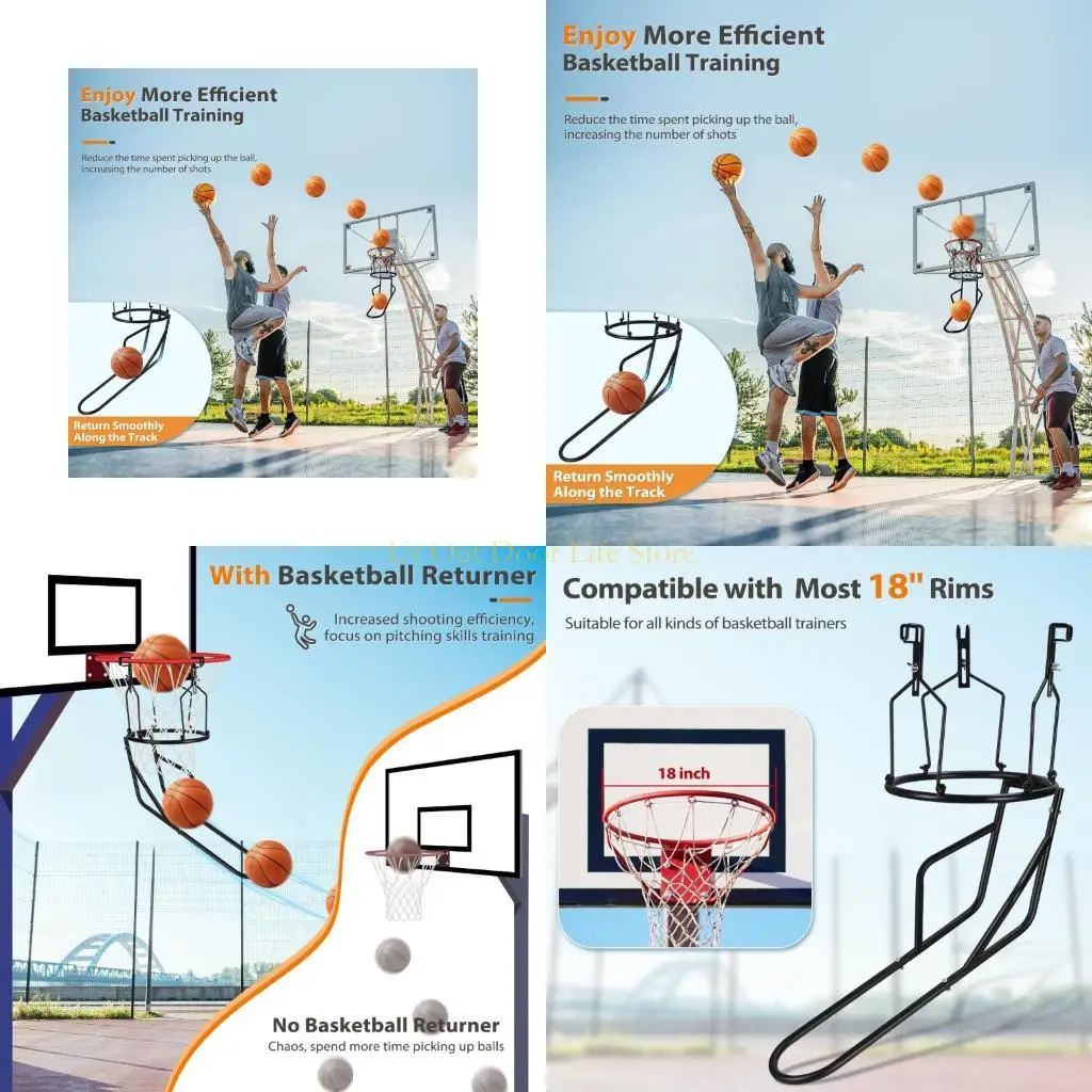 

77UF Basketball Return Attachments Training Tool Carbon Steel Basketball Rebounder