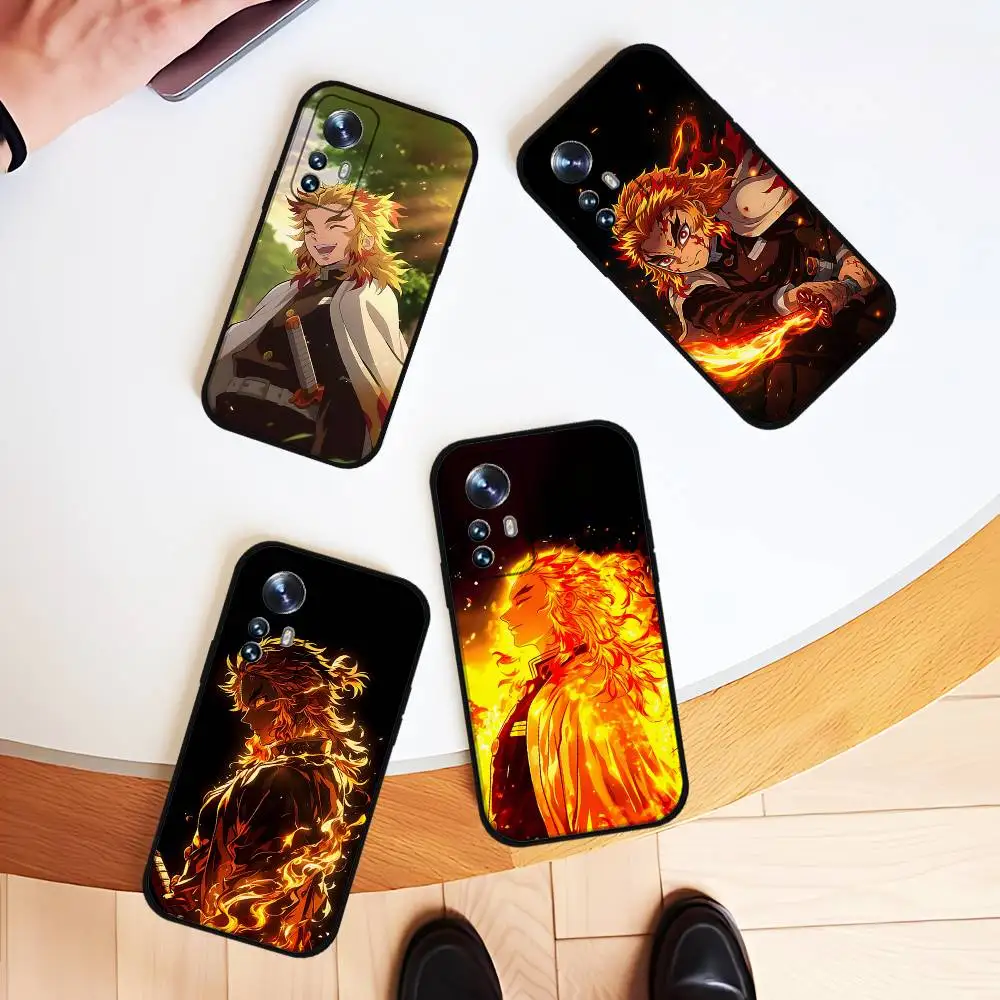 حافظة هاتف Rengoku Kyoujurou لهاتف Xiaomi 11 12 Redmi Note 11 5G 8T 9A 9 10T Note 8 9 12 SUltra مقاومة للصدمات، نحيفة، سوداء، حافظة