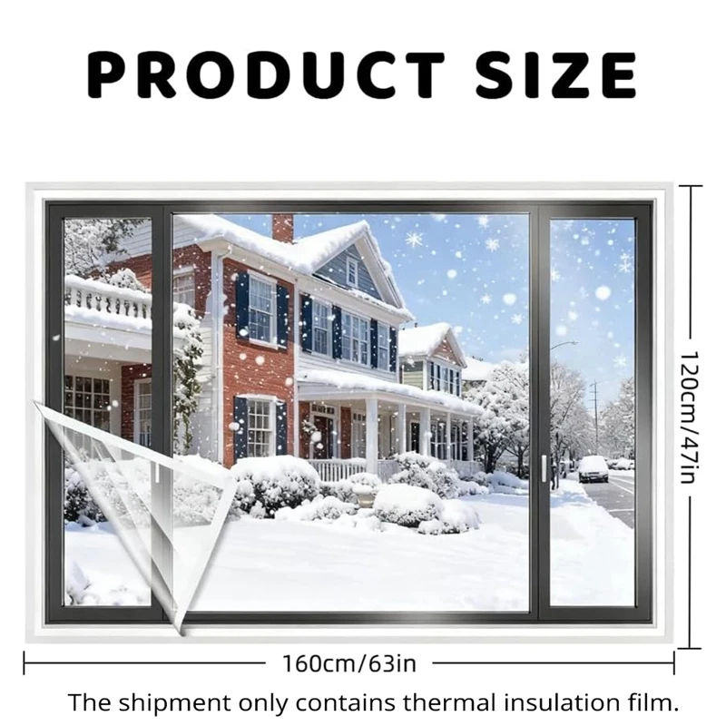 Reusable Window Insulator Kit, 47x63 Inch, 180μm Clear Film, Easy Ventilation, Adjustable Seal Retail