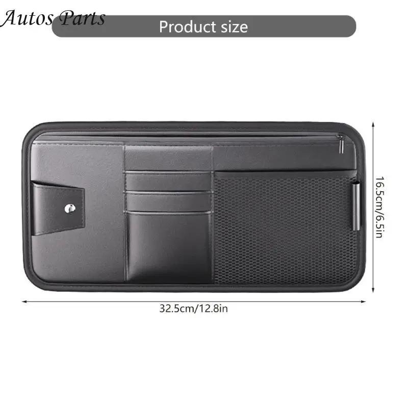 57BA تخزين Sunshade متعدد الاستخدامات تنظيم حاملي الطراز الشمسي Compact Car Sunshade تنظيم مع جيوب متعددة للبند #6