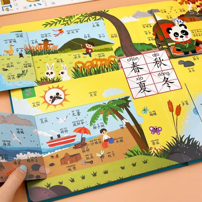 Preschool Literacy 1600 Three Dimensional Flip Book Children'S Chinese Characters Enlightenmen Libros Livros Livres Kitaplar Art