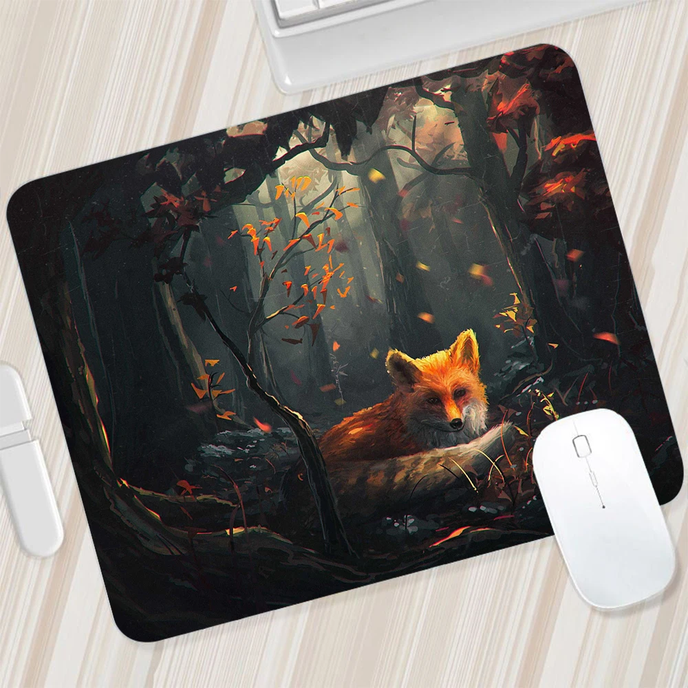 Cute Cartoon Fox Small Mouse Pad Gaming Mousepad PC Gamer Mouse Mat Computer Office Pad Keyboard Mat Desk Pad Laptop Mausepad